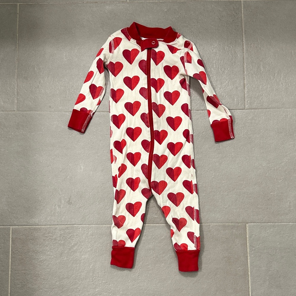 Hanna Andersson Red Heart Print Pajama Onesie